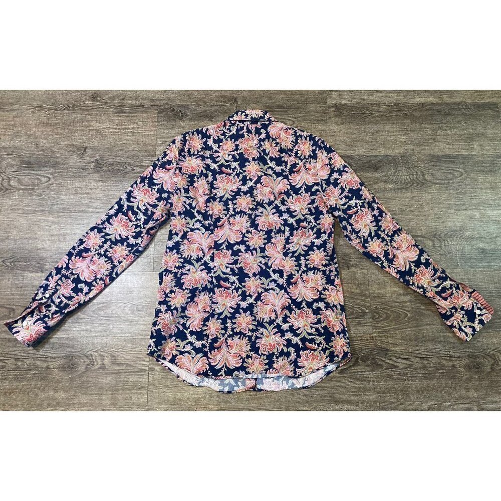 CHAPS Women’s Button Up Blouse Top Floral Paisley Long Sleeve No Iron Blue Sz S - Picture 9 of 9